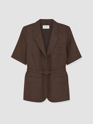 Lc Waikiki Yeni Sezon Kahverengi Kemerli Kadın %100 Keten Blazer Ceket