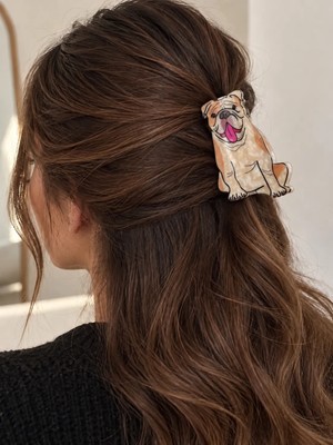 Femenino Bulldog Köpek Figürlü Akrilik Mandal Kemik Lüks Toka