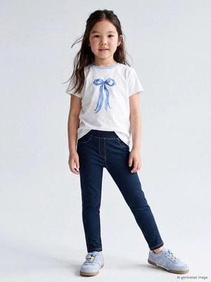 Lc Waikiki Yeni Sezon Indigo Kız Çocuk Denim Görünümlü Tayt