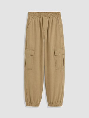 Lc Waikiki Yeni Sezon Bej Kız Çocuk Gabardin Kargo Pantolon