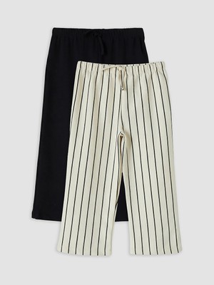 Lc Waikiki Yeni Sezon Ekru Kız Çocuk Geniş Paça Pantolon 2'li