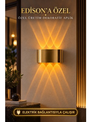 Edison Gold Elektrikli LED Aplik Amber Işık Modern Dekoratif Duvar Lambası Çift Yönlü Iç Mekan Aydınlatma Salon Koridor Yatak Odası Merdiven Balkon Duvar Apliği Özel Tasarım