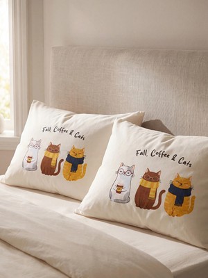 Lc Waikiki Yeni Sezon Karışık Kedi Baskılı 2'li Yastık Kılıfı 50X70 cm
