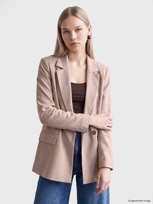 Lc Waikiki Yeni Sezon Bej Kruvaze Yaka Kadın Blazer Ceket