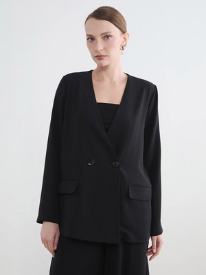Lc Waikiki Yeni Sezon Siyah Kruvaze Yaka Kadın Blazer Ceket