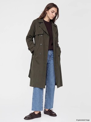 Lc Waikiki Yeni Sezon Haki Kuşaklı Kadın Gabardin Trençkot