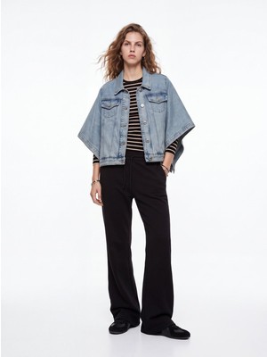 LTB Slim Fit Çizgili Bisiklet Yaka Siyah Sweatshırt
