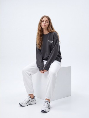 LTB Regular Fit Lastik Paça Basic Beyaz Eşofman