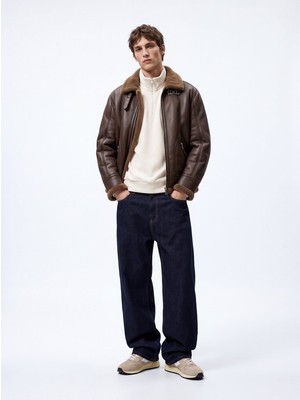LTB Regular Fit Dik Yaka Polar Krem Sweatshırt