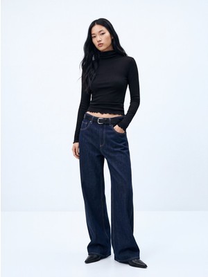 LTB Slim Fit Boğazlı Yaka Siyah Sweatshırt