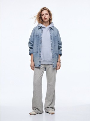LTB Regular Fit Faded Fabric Kapüşonlu Mor Sweatshırt