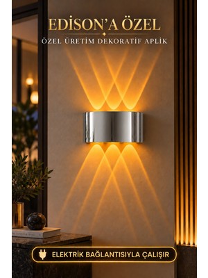 Edison Gümüş Elektrikli LED Aplik Amber Işık Çift Yönlü Modern Lamba
