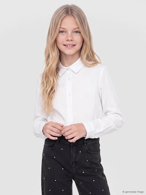 Lc Waikiki Yeni Sezon Beyaz Kız Çocuk Poplin Gömlek
