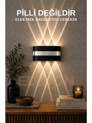 Edison Gümüş Detaylı Elektrikli LED Aplik Gün Işığı Modern Dekoratif Duvar Lambası Çift Yönlü Aydınlatma Gümüş