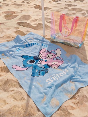 Lc Waikiki Yeni Sezon Mavi Lilo ve Stitch Baskılı Kadın Plaj Havlusu 70X150 cm