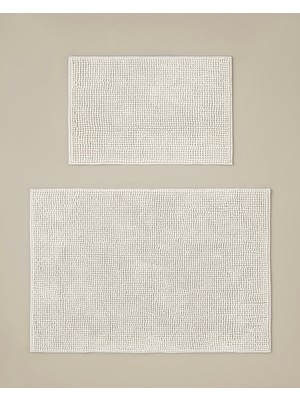 English Home Macaroni Kaydırmaz Taban Banyo Paspası Seti 60X90 + 40X60 cm Ekru