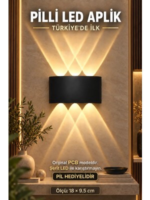 Edison Pilli Aplik LED Pilli Yapışkanlı Günışığı LED Duvar Aplik Gün Işığı 9V Pil ile Çalışan Kablosuz IP65 Suya ve Toza Dayanıklı Iç Dış Mekan Dekoratif Aydınlatma Balkon Bahçe Teras Koridor Merdiven Villa