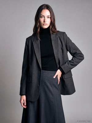 Lc Waikiki Yeni Sezon Antrasit Loose Fit Kadın Blazer Ceket