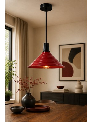 Edison Kırmızı Sarkıt Avize Modern Dekoratif Metal Tekli Tavan Aydınlatma E27 Duy Mutfak Salon