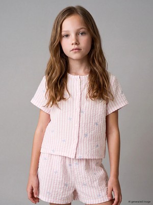 Lc Waikiki Yeni Sezon Beyaz Kız Çocuk Şortlu Pijama Takımı