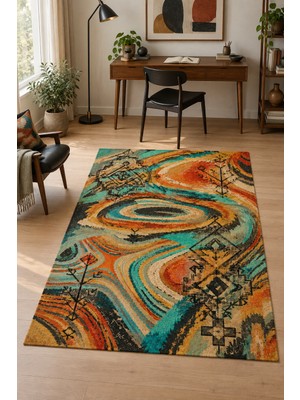 Rugs Modern Halı Sera Terra 2 Özel Tasarım Çok Renkli Ince Dokuma Salon Halısı