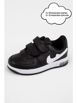 NeSe Shoes Işıklı Bebek ve Çocuk Ortopedik Destekli Sneaker Siyah-Beyaz