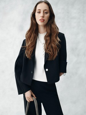 Lc Waikiki Yeni Sezon Lacivert Kolay Giyilebilir Koldan Fermuarlı Kadın Crop Blazer Ceket