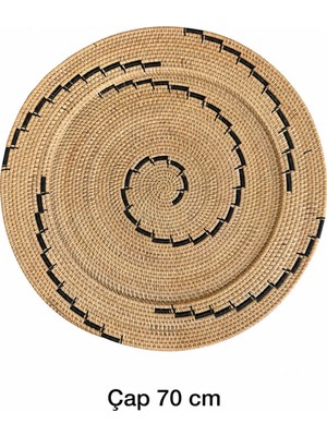 El Yapımı Doğal Rattan Dekoratif Duvar Tabağı - 70 cm