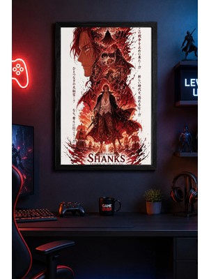 Charmbi Akagami No Shanks Siyah Ahşap Çerçeveli Poster Premium Dijital Baskı Tablo 15X21 | 21X30 | 30X42