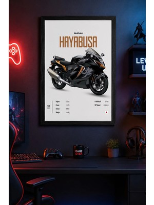 Charmbi Suzuki Hayabusa Ahşap Çerçeveli Poster Hediyelik Duvar Tablosu Premium Baskı 15X21 | 21X30 | 30X42