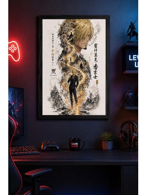 Charmbi Sanji Ahşap Çerçeveli Poster Hediyelik Duvar Tablosu Premium Baskı 15X21 | 21X30 | 30X42