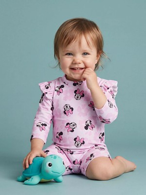 Lc Waikiki Yeni Sezon Pembe Minnie Mouse Baskılı Kız Bebek Mayo