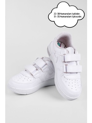 NeSe Shoes Işıklı Çocuk Ortopedik Destekli Sneaker  Beyaz