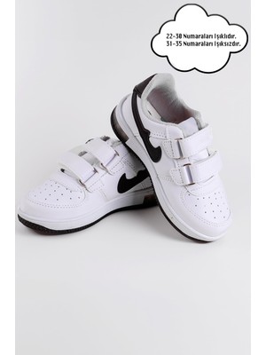 NeSe Shoes Işıklı Çocuk Ortopedik Destekli Sneaker  Beyaz-Siyah