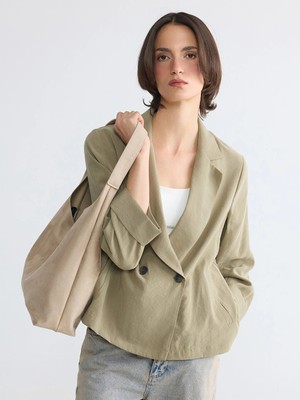 Lc Waikiki Yeni Sezon Haki Modal Karışımlı Kadın Blazer Ceket