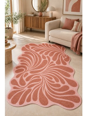 Rugs Modern Halı Nora Viva 2 Özel Tasarım Kırmızı, Pudra ve Kırık Beyaz Ince Dokuma Salon Halısı