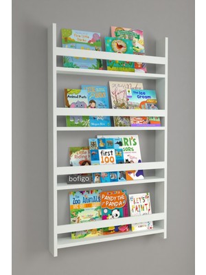 Bofigo 4 Raflı 120 x 74 Cm Montessori Kitaplık Eğitici Çocuk Kitaplığı Beyaz