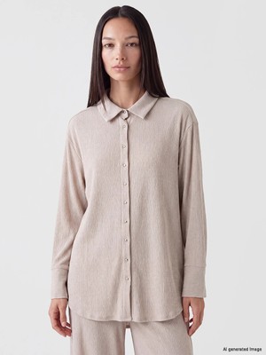 Lc Waikiki Yeni Sezon Gri Modal Karışımlı Oversize Kadın Gömlek Tunik