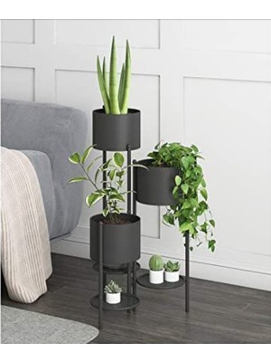 Trendesk Metal Saksılık 6 Katlı Siyah Çiçeklik Modern Tasarım İç ve Dış Mekan Kullanımı