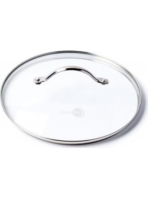 GreenPan 30 cm Temperli Cam Kapak Şeffaf Renk ile Paslanmaz Çelik Kulp Özelliği Sunar