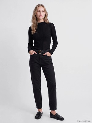 Lc Waikiki Yeni Sezon Siyah Mom Fit Kadın Jean Pantolon