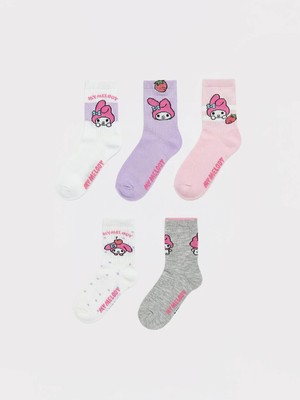 Lc Waikiki Yeni Sezon Ekru My Melody Baskılı Kız Çocuk Soket Çorap 5'li