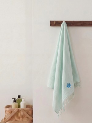 Lc Waikiki Yeni Sezon Yeşil Nakışlı Banyo Havlusu 80X160 cm