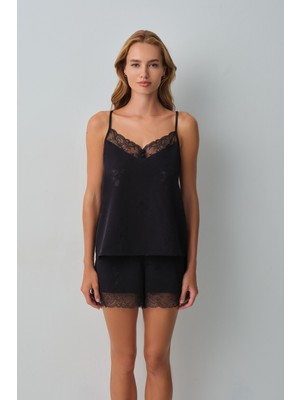 Suwen Private Dantelli Ince Askılı Pijama Üstü