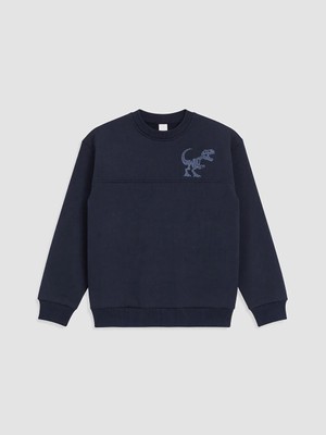 Lc Waikiki Yeni Sezon Lacivert Nakışlı Erkek Çocuk Kalın Sweatshirt