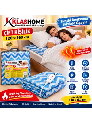 Öztürk Konsept Klas Home Elektrikli Alt Battaniye Çift Kişilik 120X160 cm Isıtmalı Battaniye Mavi Dış Yüzey  Nevresim