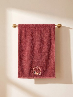 Lc Waikiki Yeni Sezon Bordo Nakışlı Pamuklu Yüz Havlusu 50X80 cm