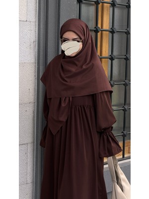Qalortex Scarf Premium Jakarlı Hüma Büyük Boy Eşarp -Acı Kahve