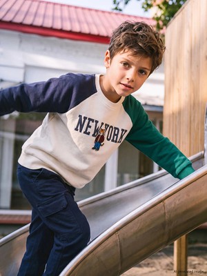 Lc Waikiki Yeni Sezon Bej New York Baskılı Erkek Çocuk Sweatshirt