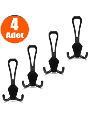 BADEM10 Modern Tasarımlı Siyah Metal Portmanto Vestiyer Duvar Askısı 4 Adet 7 cm Yükseklik